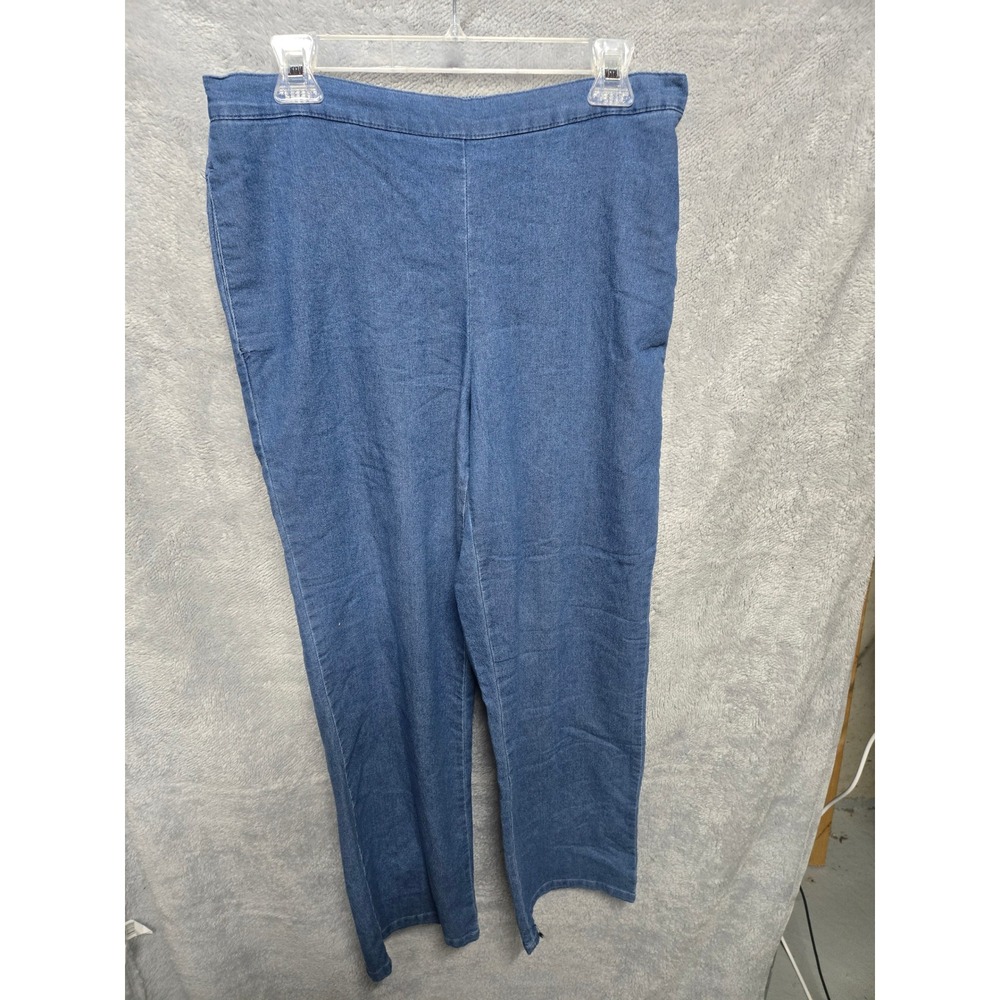 Alfred Dunner Womens Blue Denim Pull On Straight Leg Elastic Waist Pants Size 10
